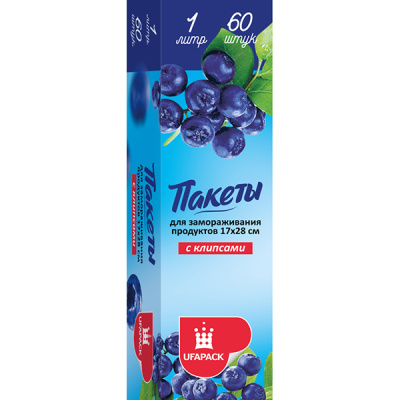 Пакеты д/ЗАМОРАЖИВАНИЯ в коробке "Уфа ПАК"  1 литр 17*28  60шт/рул. (24)