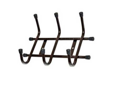 Вешалка настенная 3-х рожковая, коричневая, трубка (хпп) (то)
