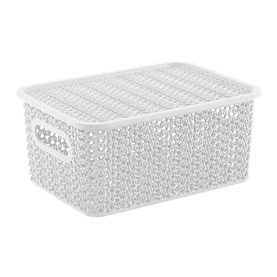 Корзинка "Вязь" 3л 235х173х105мм с крышкой (белый) (то)