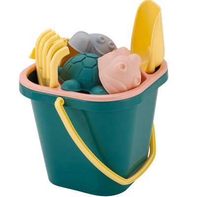 Набор песочный Follow Me (ведерко, сито, совочек, грабельки, 4 формочки) изумруд.город (то) (чз)