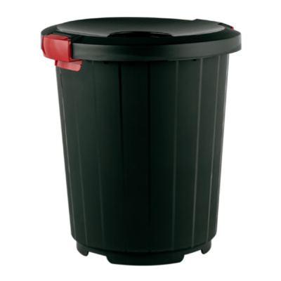 Бак 105л с крышкой воронкой на колесах (т.зеленый)