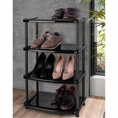 Этажерка для обуви "Паола" (4 полки) 490х310х780мм черн. (то)