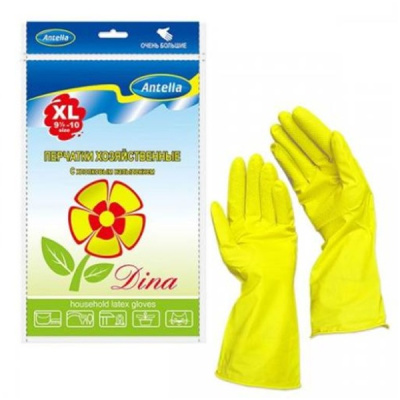 Перчатки  резин. с хлопком  ДИНА XL очень большие Антелла