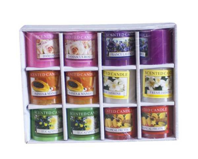 Свеча в стакане цветная 5*5см, набор 12шт