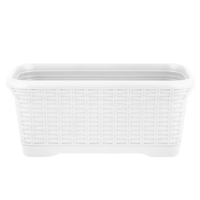 Горшок прямоугольный Rattan 55см, 10л, съемный поддон, белоснежный жасмин