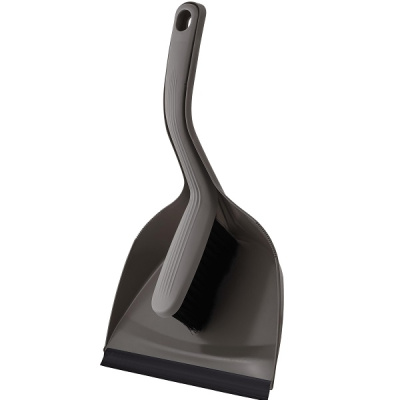 Щетка-сметка с совком Rock'n'Roll, с ручками 21см и кромкой антрацит (то)