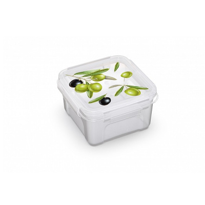 Контейнер для СВЧ 0,6л Fresh олива квадратный (то)