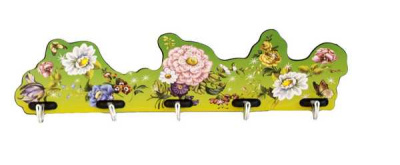 Планка дизайнерская с  5 крючками ЦВЕТЫ