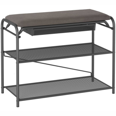 Подставка для обуви "Гранада 23В_НБК" с сиденьем и ящиком, ткань нубук