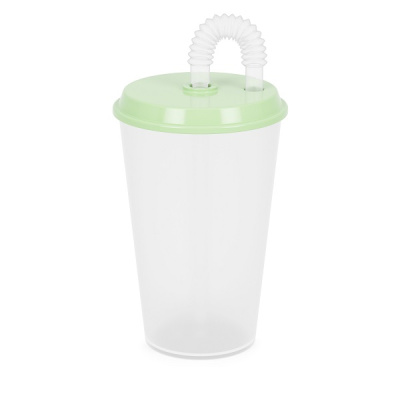 Стакан 0,5л (с крышкой и трубочкой)(зеленый) (то)