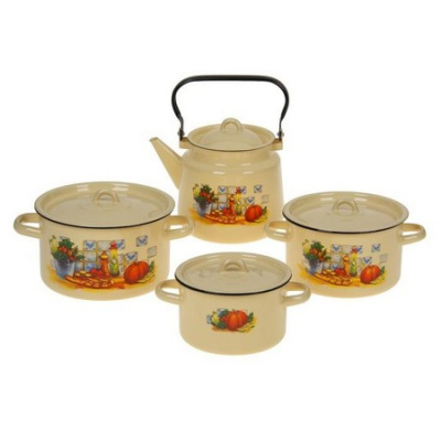 Набор №142/1  4пр. (1,5л.+2,9л.+3,9л.+чайн.3,5л.) ДАЧНАЯ