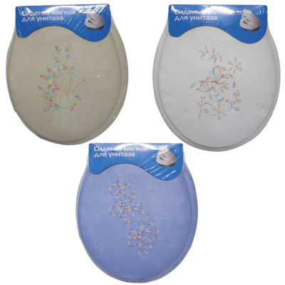 Сиденье для унитаза мягкое ВЫШИВКА (3цвета)