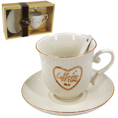 Набор чайный керамический (чайное трио - чашка+блюдце+ложка)