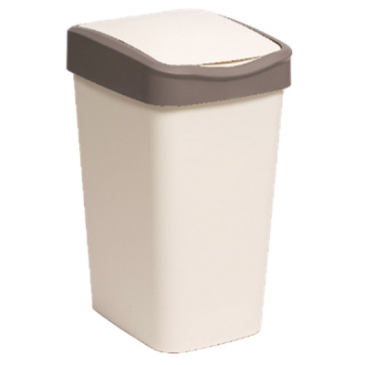 Ведро для мусора с подвижной крышкой 35л "Tandem" (слон.кость/шоколад) (то)