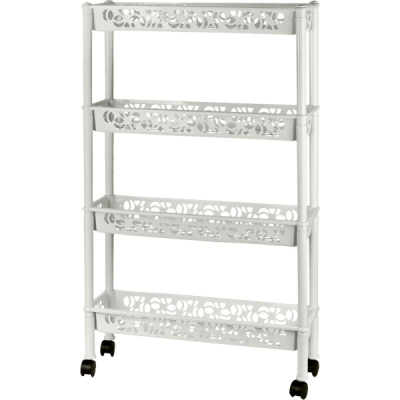 Этажерка 4-х секц.прямоуг. Light длинная на колес.580х180х140мм белое облако (то)