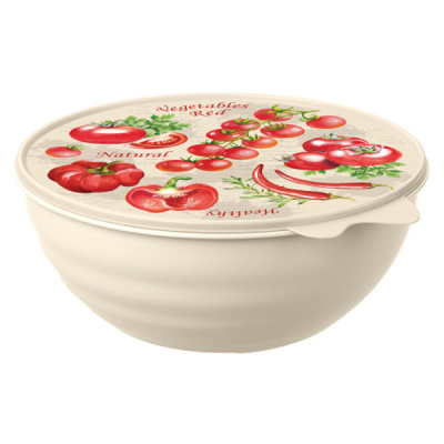 Миска с крышкой с декором WAVE 3,7л (бежевый)(то)