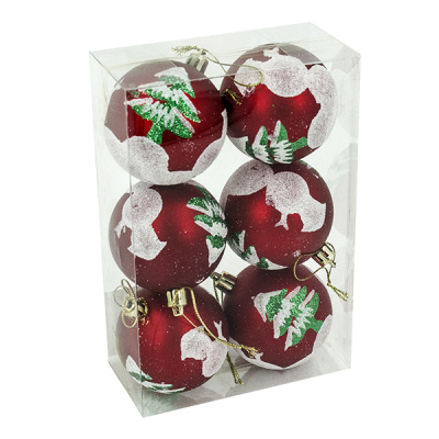 Шары елочные 6см, 6шт 