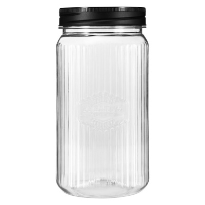 Банка квадратная с рельефом и эмбоссингом PREMIUM 1,3л (Черный) (то)