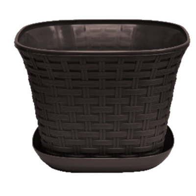 Кашпо квадратное "Ротанг" 6,9л с поддоном (венге)(то)