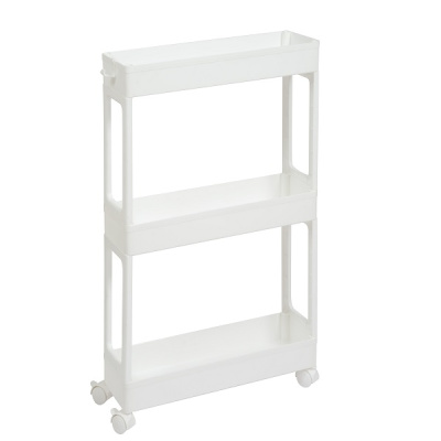 Этажерка узкая 3-х ярусная на колесах (белый) (то)