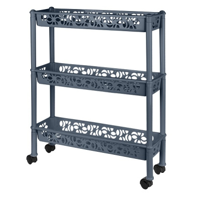 Этажерка 3-х секц.прямоугольная Light  длинная на колес.580х180х135мм косм. серый (то)