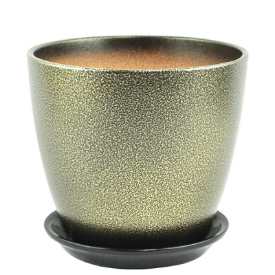 Горшок Глянец бутон мет.чер/зол 18см (ГЛ 11/3)     