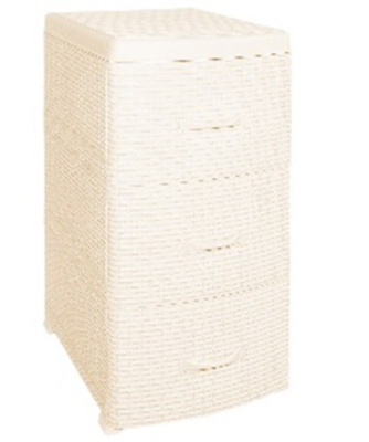 Комод 3-х секц без декора "Ротанг" (слоновая кость) 38х48х72см