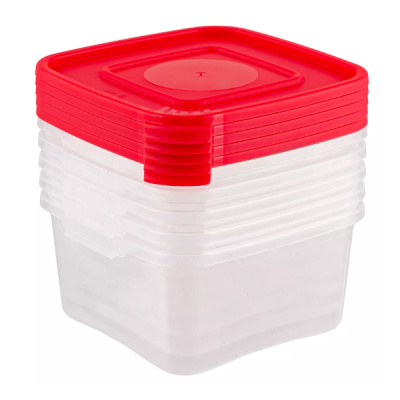 Комплект контейнеров для СВЧ (5шт) КАСКАД 0,46л квадратный (то)