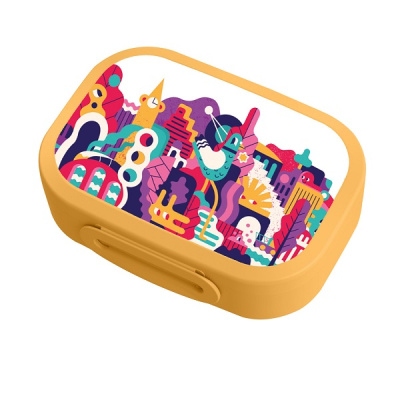 Ланч-бокс с декором 0,98л "ГОРОДСКИЕ ФАНТАЗИИ" (Желтый)(то)