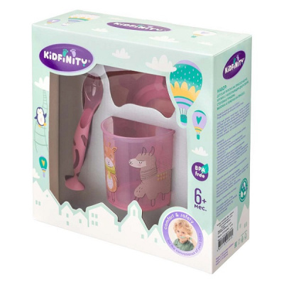 Набор: тарелка на присосе 400мл,кружка 200мл,стл.приборы на присосе (Розовый) (то)