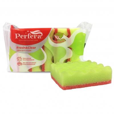 Губка д/посуды FRESH&CLEAR волна, 5 шт 97х64х30 мм