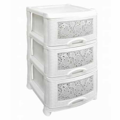Комод 3-х секционный "Ажур" белый 39х47х73см