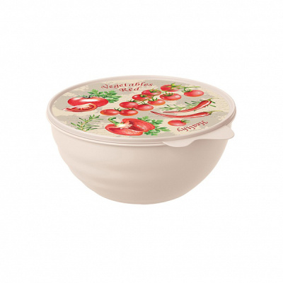 Миска с крышкой с декором WAVE 1,55л (бежевый)(то)