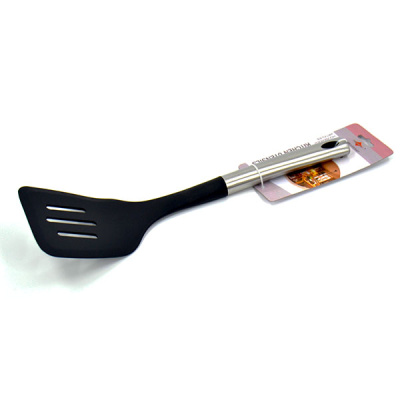 Лопатка кулинарная, с прорезями,  металл+пластик, 32см