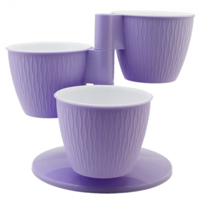 Каскад Пирамида из 3-х горшков с вкладками на подставке Лаванда