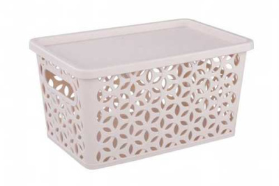Корзина "Мираж" с крышкой (малая)(290х190х150)(бежевый)(то)