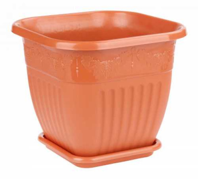 Горшок-кашпо "Лозанна" 5л с поддоном квадр. (коричневый)(то)