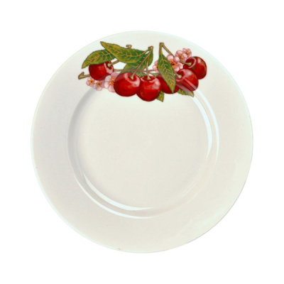 Тарелка мелкая диам. 240 мм Гладкий край Вишня (фарфор)