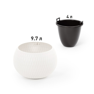 Кашпо "Жемчужина" 4/9,7л (со вставкой) (белый) (то)