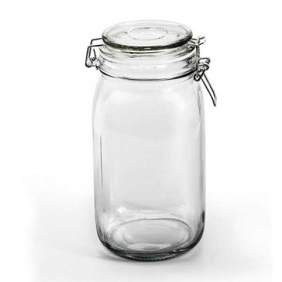 Банка стеклянная ЦИЛИНДР с металлической защелкой Н-21см