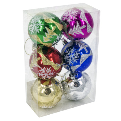 Шары елочные 6см, 6шт 