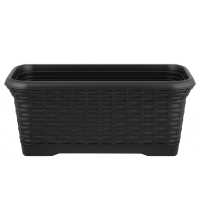 Горшок прямоугольный Rattan 40см, 7л, съемный поддон, горький шоколад