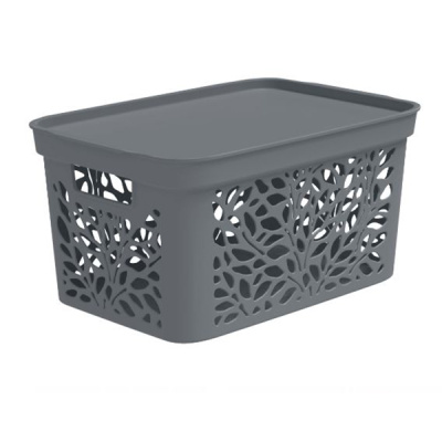 Корзина Leaves 18л с крышкой 405х275х207мм (серый)(то)
