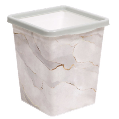 Ведро для мусора с фиксатором 8,5л квадратное "Белый Мрамор" (то)