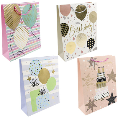 Пакет подарочный бумажный С ДНЕМ РОЖДЕНИЯ! 31*12*40см