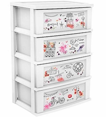 Комод "Bongo" 4-х секционный (снежно-белый,Paris) (то)