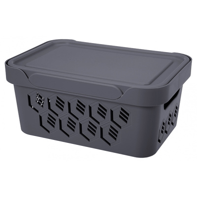 Ящик универсальный с крышкой "DELUXE" 270х190х120мм 4,6л (серый) (то)