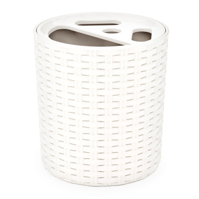 Подставка "Плетёнка" для зуб.щёток (белый) (то)