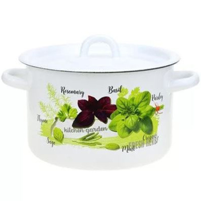 Кастрюля эмал  3л с рисунком  БЕЗ МЕТ ОБОДКА