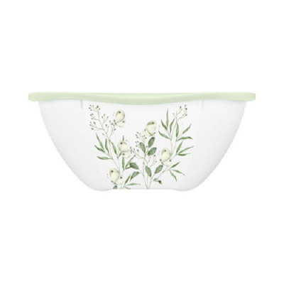 Салатник PERFECT 3л с декором на корп. и крышкой (белый) (то)